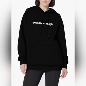 DearPersonCo Black (You Are Enough) Motivational Hoodie Text